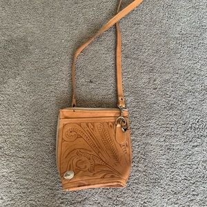 American west light brown crossbody purse